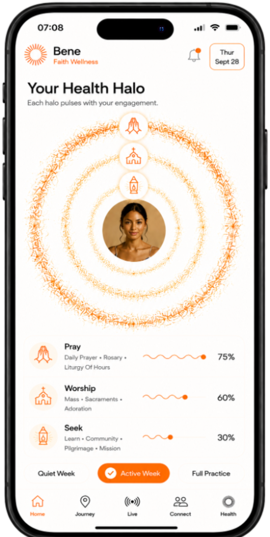 Bene Health Halo screen